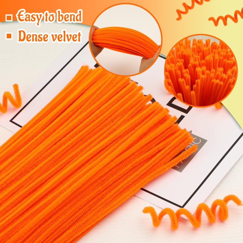 Mnuizu 200pcs Pipe Cleaners,Pipe Cleaners Chenille Stems for Craft, Fuzzy Sticks Christmas Craft Supplies for DIY Art & Creative Crafts Decorations(Orange) - Image 3